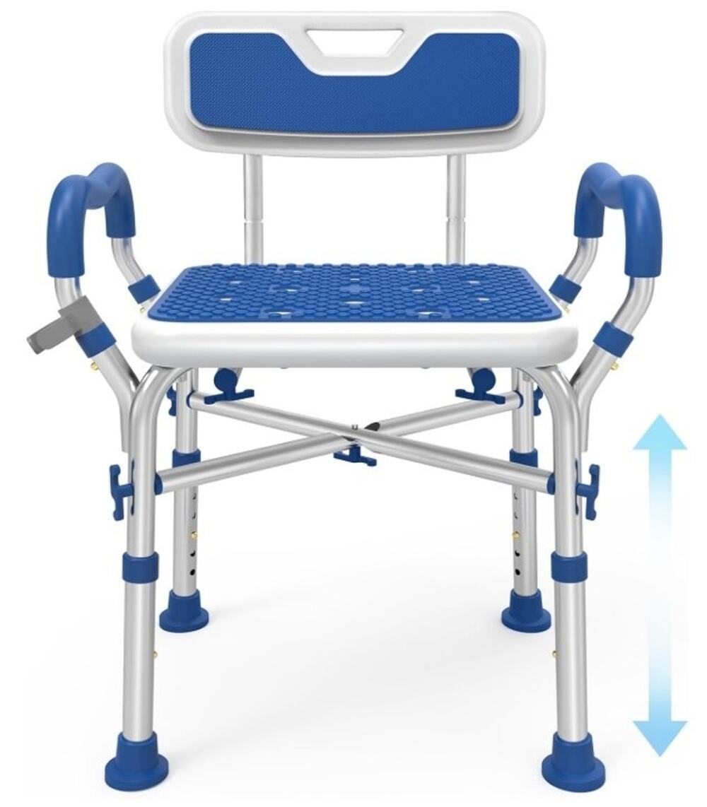 Heavy Duty Adjustable Shower Chair with Arms & Back – 500 lb Capacity